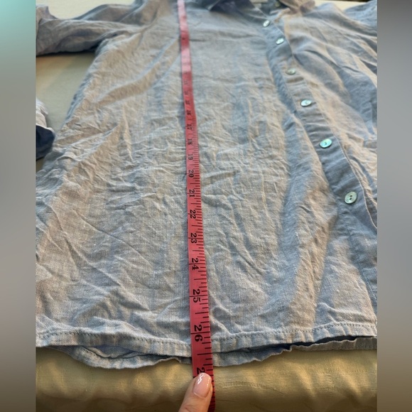 J Jill Love Linen Light Blue Lightweight Long Sleeve Button Down Top Size Large - Picture 7 of 10